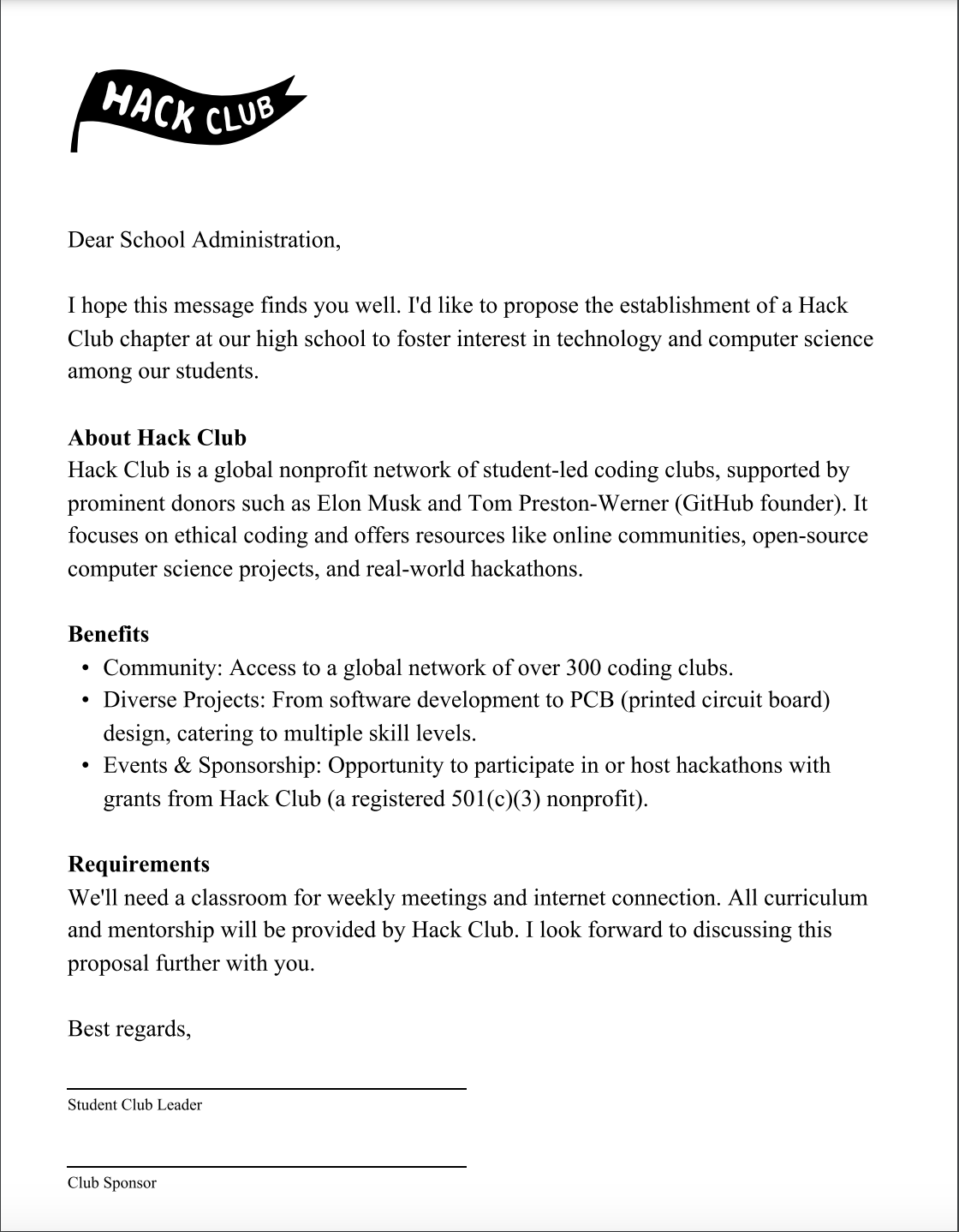 Club Application